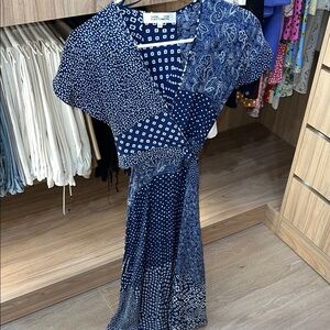 Diane vin furstenberg Blue Patterned Wraped top Dress